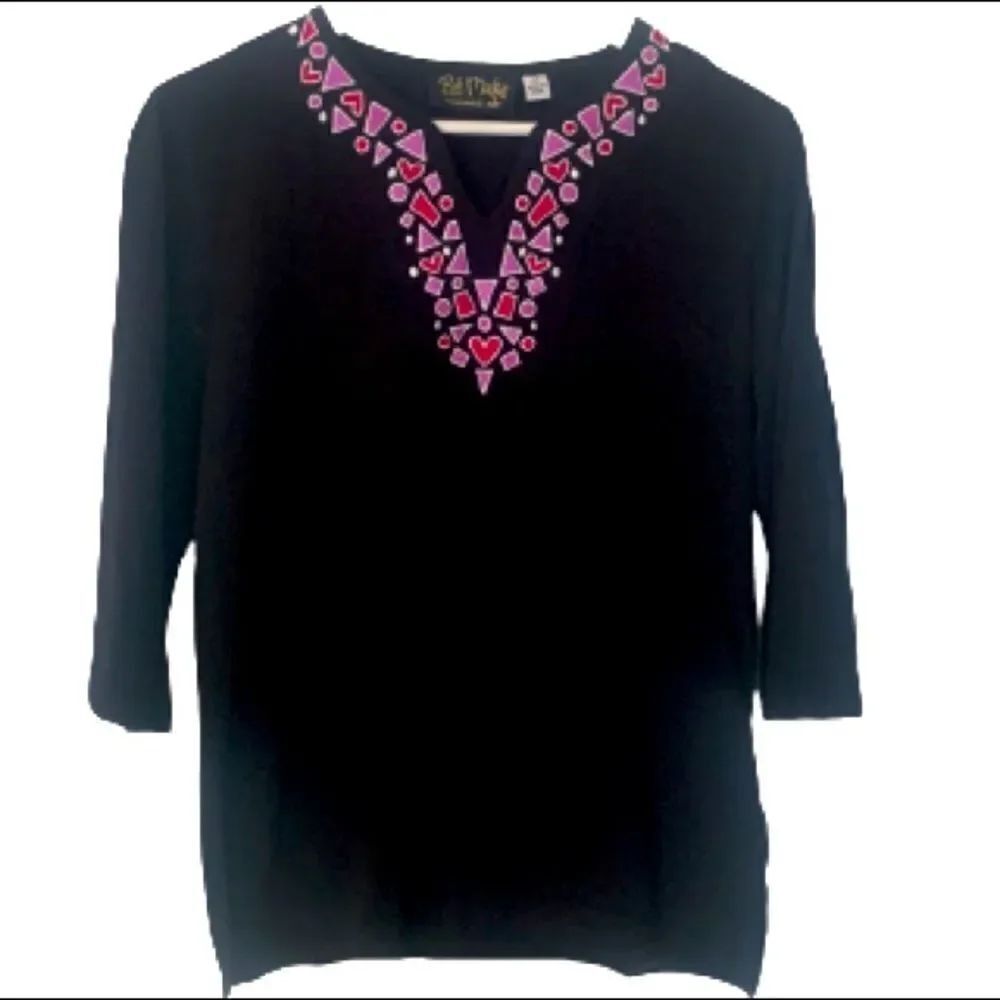 Bob Mackie Wearable Art – XS Tunic in Black & Pink